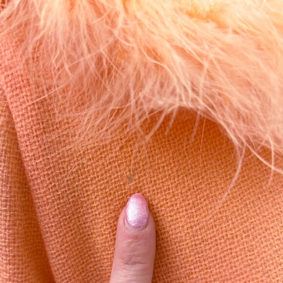 Vintage orange belted robe with feather trim - fits like a medium - Picture 7 of 7